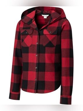 BRAND NEW girl youth ripzone red flannel long sleeve hooded shirt size M